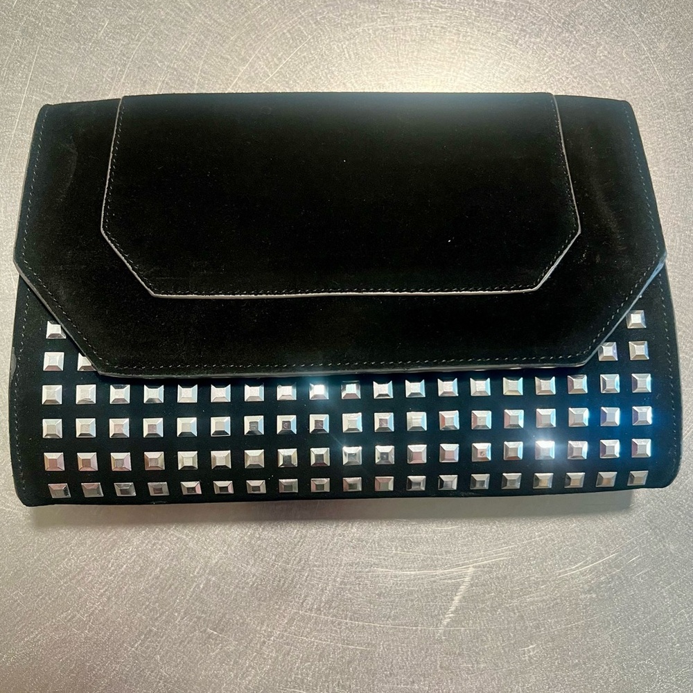 BCBGMaxAzria Black Clutch with Silver Studs